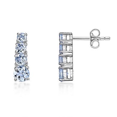 Gemminded Rhodium Over 10k Gold Aquamarine Earrings