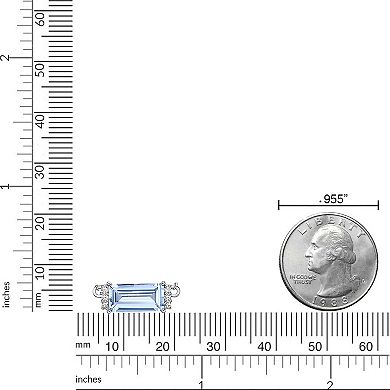 Gemminded Rhodium Over 10k Gold Aquamarine & Diamond Accent Pendant Necklace