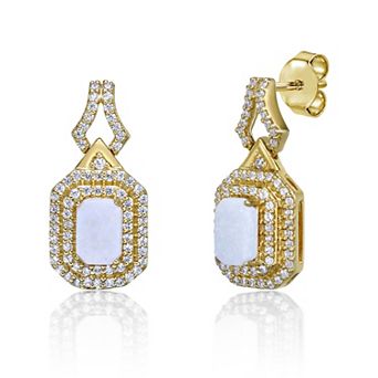 Gemminded 10k Gold 3/8 Carat T.W. Diamond & Opal Earrings