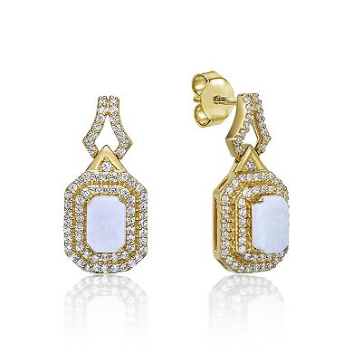 Gemminded 10k Gold 3/8 Carat T.W. Diamond & Opal Earrings