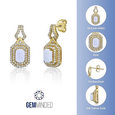 Gemminded 10k Gold 3/8 Carat T.W. Diamond & Opal Earrings