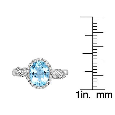 Gemminded Rhodium Over 10k Gold 1/5 Carat T.W. Diamond & Aquamarine Ring