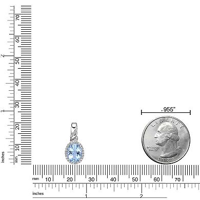 Gemminded Rhodium Over 10k 1/6 Carat T.W. Diamond & Opal Pendant Necklace