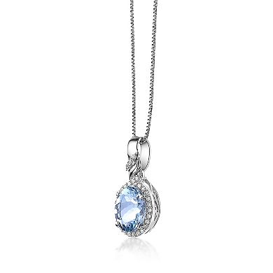 Gemminded Rhodium Over 10k 1/6 Carat T.W. Diamond & Opal Pendant Necklace