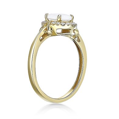 Gemminded 10k Gold 1/10 Carat T.W. Diamond & Opal Diamond Ring