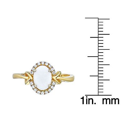 Gemminded 10k Gold 1/10 Carat T.W. Diamond & Opal Diamond Ring