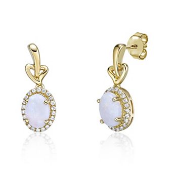 Gemminded 10k Gold 1/5 Carat T.W. Diamond & Opal Earrings