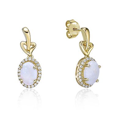 Gemminded 10k Gold 1/5 Carat T.W. Diamond & Opal Earrings