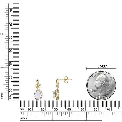 Gemminded 10k Gold 1/5 Carat T.W. Diamond & Opal Earrings