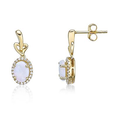 Gemminded 10k Gold 1/5 Carat T.W. Diamond & Opal Earrings