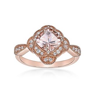Gemminded 10k Rode Gold 1/5 Carat T.W. Diamond & Morganite Ring