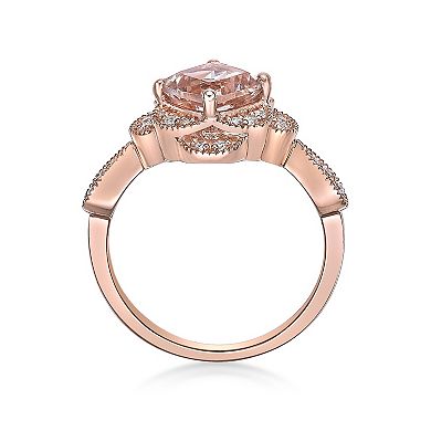 Gemminded 10k Rode Gold 1/5 Carat T.W. Diamond & Morganite Ring
