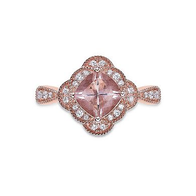 Gemminded 10k Rode Gold 1/5 Carat T.W. Diamond & Morganite Ring