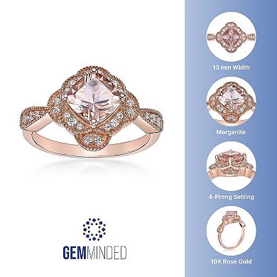 Gemminded 10k Rode Gold 1/5 Carat T.W. Diamond & Morganite Ring