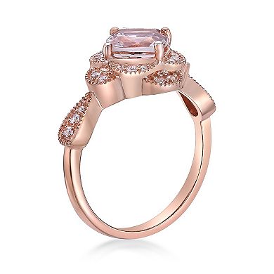 Gemminded 10k Rode Gold 1/5 Carat T.W. Diamond & Morganite Ring