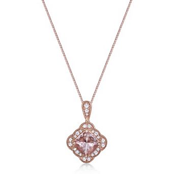 Gemminded 10k Rose Gold 1/6 Carat T.W. Diamond & Morganite Pendant Necklace