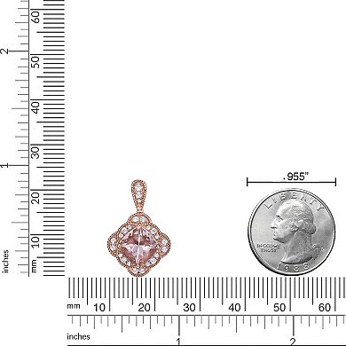 Gemminded 10k Rose Gold 1/6 Carat T.W. Diamond & Morganite Pendant Necklace