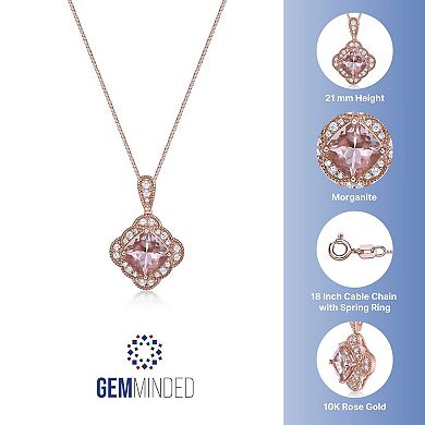 Gemminded 10k Rose Gold 1/6 Carat T.W. Diamond & Morganite Pendant Necklace