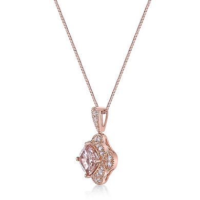 Gemminded 10k Rose Gold 1/6 Carat T.W. Diamond & Morganite Pendant Necklace