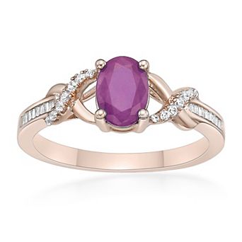Gemminded 10k Rose Gold 1/5 Carat T.W. Diamond & Ruby Ring