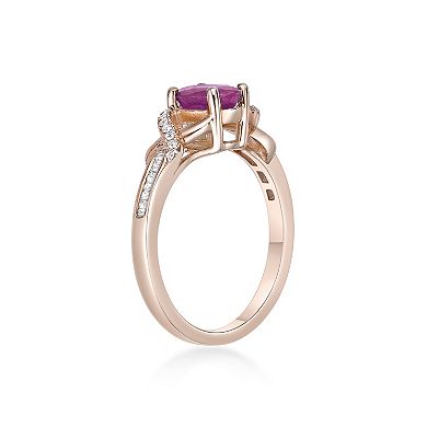 Gemminded 10k Rose Gold 1/5 Carat T.W. Diamond & Ruby Ring