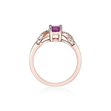 Gemminded 10k Rose Gold 1/5 Carat T.W. Diamond & Ruby Ring