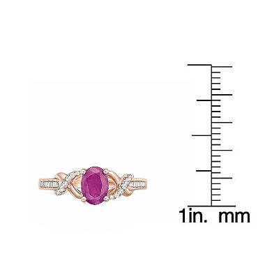 Gemminded 10k Rose Gold 1/5 Carat T.W. Diamond & Ruby Ring