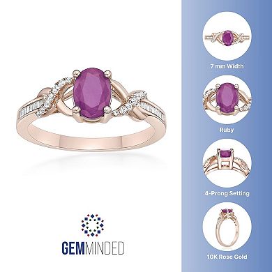 Gemminded 10k Rose Gold 1/5 Carat T.W. Diamond & Ruby Ring