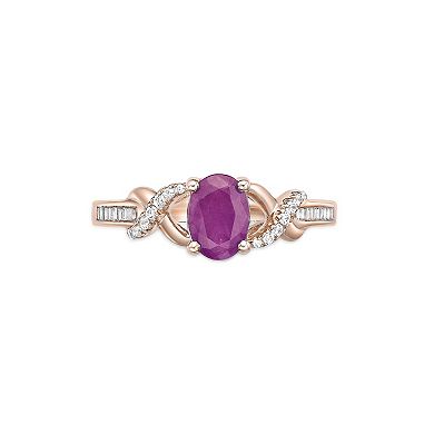 Gemminded 10k Rose Gold 1/5 Carat T.W. Diamond & Ruby Ring