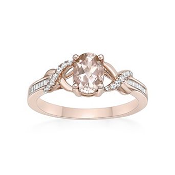 Gemminded 10k Rose Gold 1/5 Carat T.W. Diamond & Morganite Oval Ring