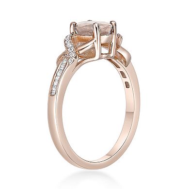 Gemminded 10k Rose Gold 1/5 Carat T.W. Diamond & Morganite Oval Ring