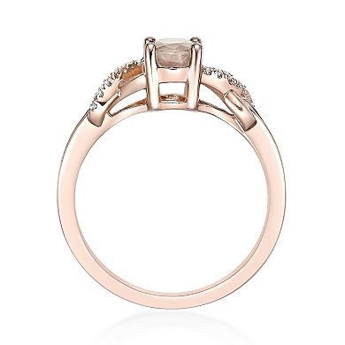 Gemminded 10k Rose Gold 1/5 Carat T.W. Diamond & Morganite Oval Ring