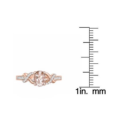 Gemminded 10k Rose Gold 1/5 Carat T.W. Diamond & Morganite Oval Ring