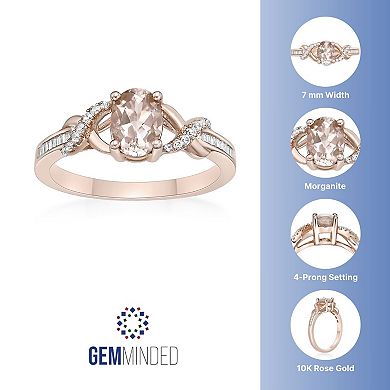 Gemminded 10k Rose Gold 1/5 Carat T.W. Diamond & Morganite Oval Ring