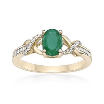 Gemminded 10k Gold 1/5 Carat T.W. Diamond & Emerald Ring