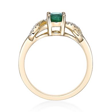 Gemminded 10k Gold 1/5 Carat T.W. Diamond & Emerald Ring