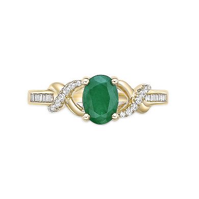Gemminded 10k Gold 1/5 Carat T.W. Diamond & Emerald Ring