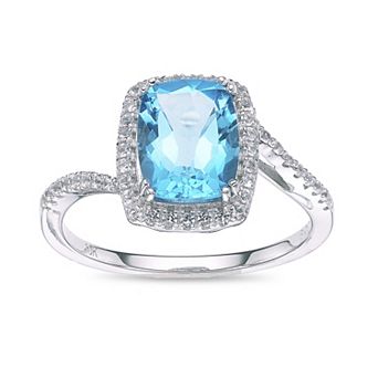 Gemminded 10k White Gold Blue Topaz & Lab-Created White Sapphire Ring
