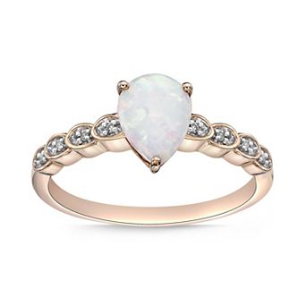 Gemminded 10k Rose Gold Lab-Created Opal & Diamond Accent Ring