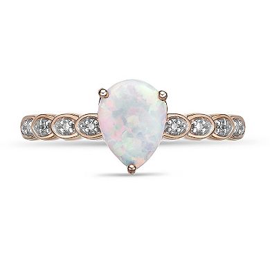 Gemminded 10k Rose Gold Lab-Created Opal & Diamond Accent Ring