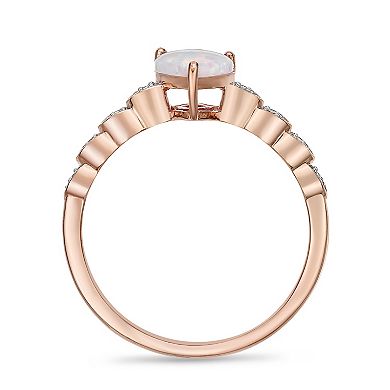 Gemminded 10k Rose Gold Lab-Created Opal & Diamond Accent Ring