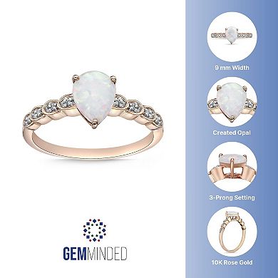 Gemminded 10k Rose Gold Lab-Created Opal & Diamond Accent Ring