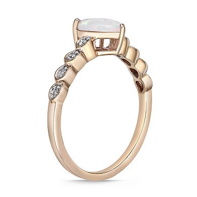 Gemminded 10k Rose Gold Lab-Created Opal & Diamond Accent Ring