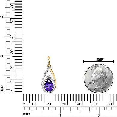 Gemminded 10k Gold 1/6 Carat T.W. Diamond & Amethyst Pendant Necklace