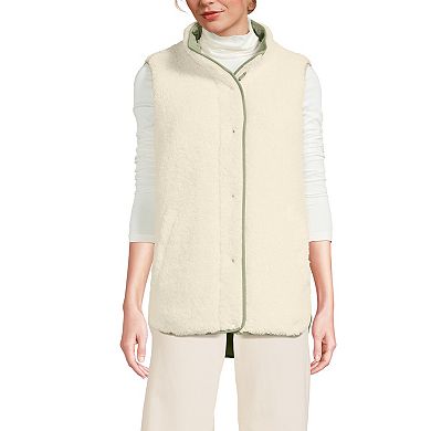 Women's Lands' End Reversible Quilted Sherpa Fleece Vest