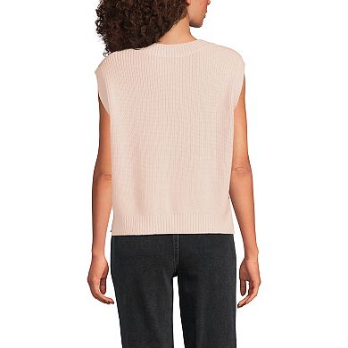 Women's Lands' End Drifter Modern Cable V-Neck Vest Sweater