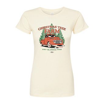 Juniors' Ford Christmas Tree Farm 1949 F3 Fitted Christmas Graphic Tee