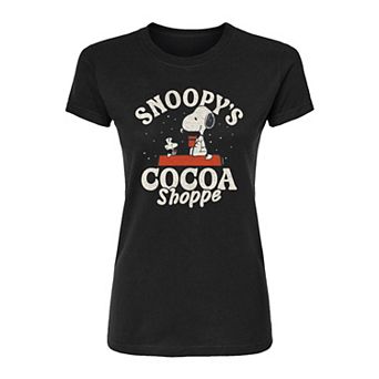 Juniors' Peanuts Snoopy's Cocoa Shoppe Fitted Christmas Graphic Tee