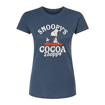 Juniors' Peanuts Snoopy's Cocoa Shoppe Fitted Christmas Graphic Tee
