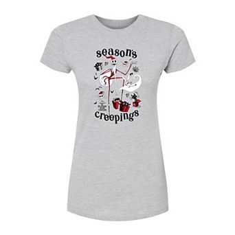Juniors' Disney's The Nightmare Before Christmas Season's Creepings Fitted Graphic Tee
